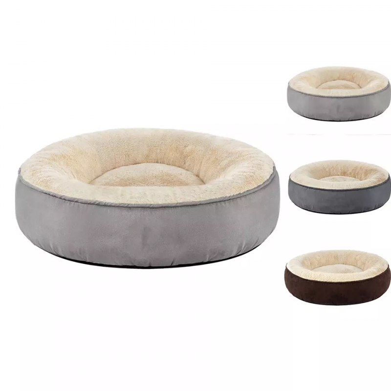 Custom Logo calming round donut soft pet beds for cat and dogs sleep 