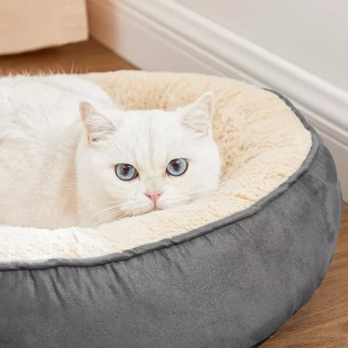 Custom Logo calming round donut soft pet beds for cat and dogs sleep