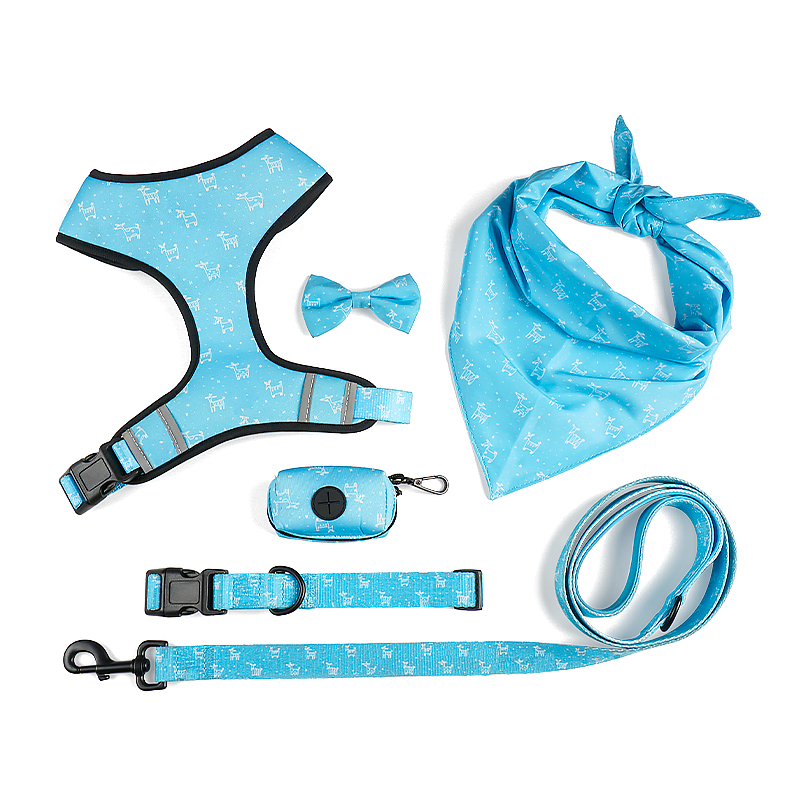 Pet Supplies New Design custom dog harness set padded soft small dog harness leash and collar set