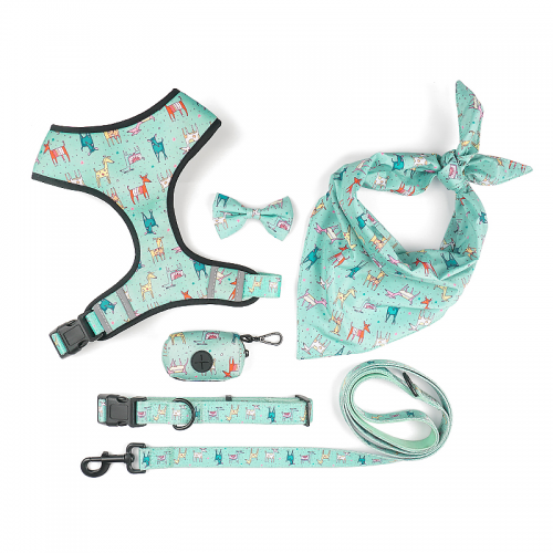 Pet Supplies New Design custom dog harness set padded soft small dog harness leash and collar set