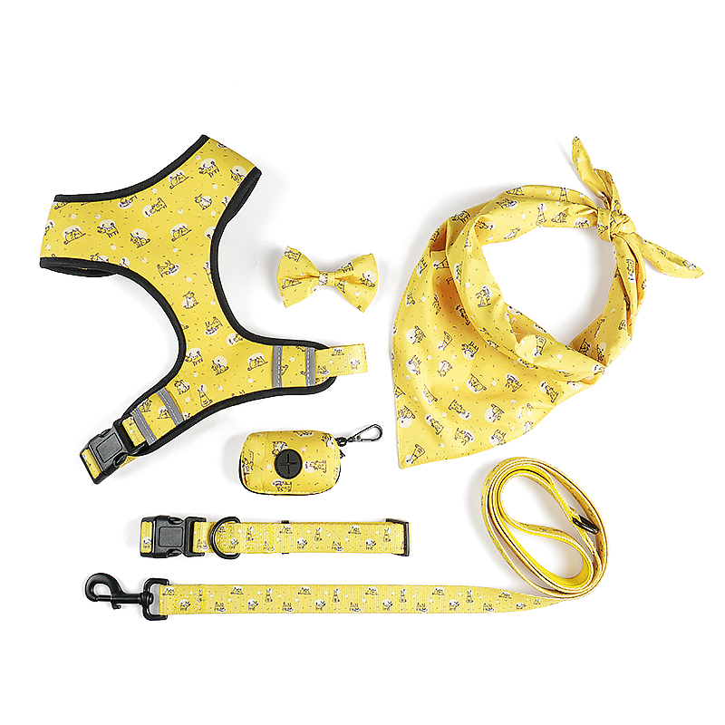 Pet Supplies New Design custom dog harness set padded soft small dog harness leash and collar set 