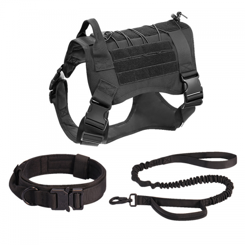 Outdoor tactical dog leash and collar Training Pet Working Vest Harness Easy Control Large Dog Collar and Leash Set