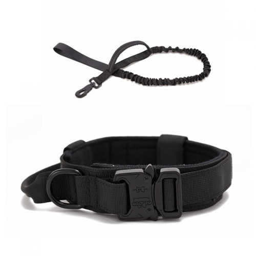 Outdoor tactical dog leash and collar Training Pet Working Vest Harness Easy Control Large Dog Collar and Leash Set
