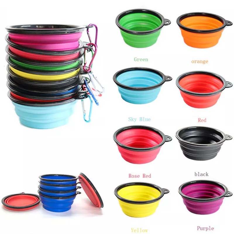 OEM/ODM Portable Silicone Pet Bowl Silicone Slow Feeder Collapsible Sublimation Dog Bowl Non Slip Folding Dog Bowl  