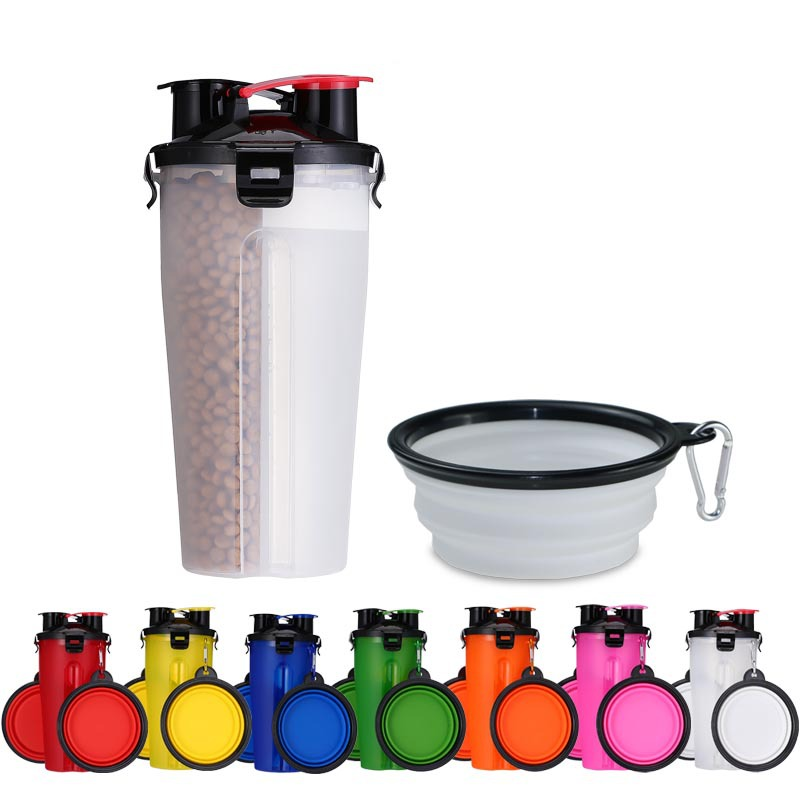 Amazons best sellers Pet Feeding Bottle Water Drink Food Storage Separately With Folding Drinking Bowl - Buy Pet Bowls & Feeders 